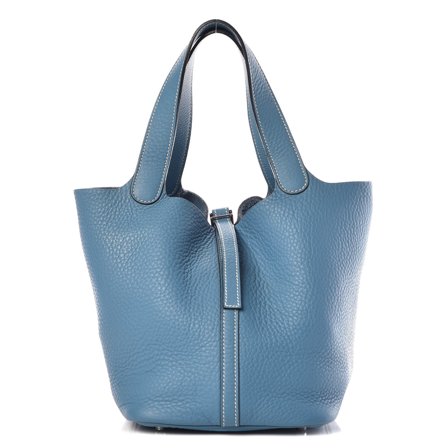 Hermes Taurillon Clemence Picotin 22 MM Blue Jean 1 of 13