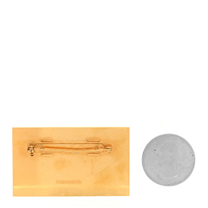 Chanel Metal Logo Plate Brooch Gold 2 of 3