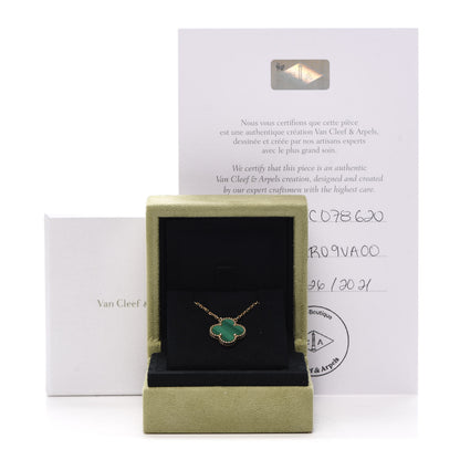 Van Cleef & Arpels 18K Yellow Gold Malachite Vintage Alhambra Pendant Necklace 6 of 6