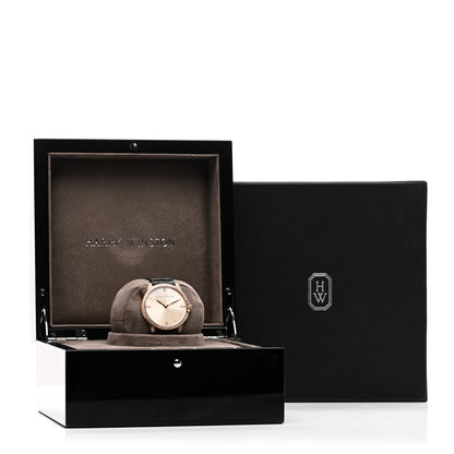 Harry Winston 18K Rose Gold Alligator Diamond Bezel 39mm Midnight Quartz Watch Champagne 5 of 5