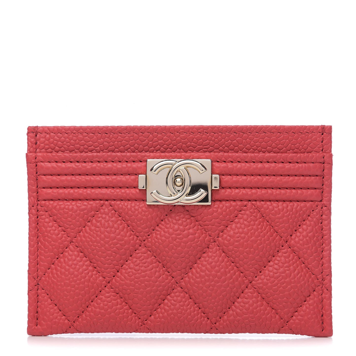Caviar Quilted Boy Card Holder Red
