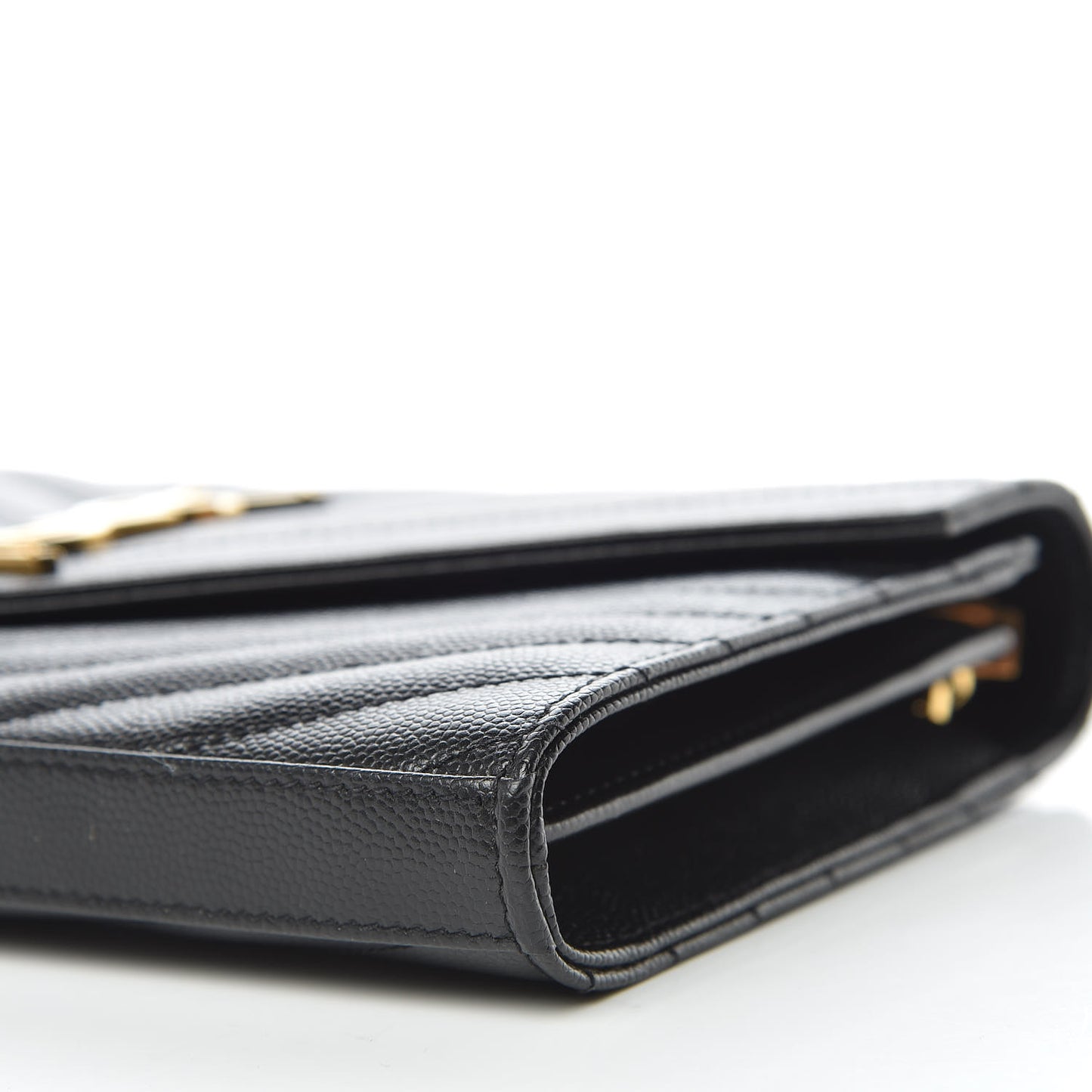 Grain De Poudre Matelasse Chevron Monogram Chain Wallet Black