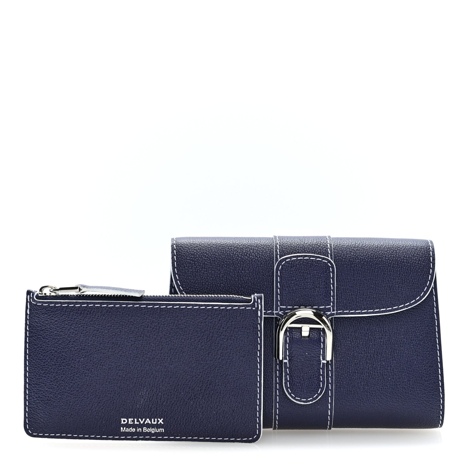 Delvaux Grained Rodeo Calfskin Brillant Compact Wallet Navy