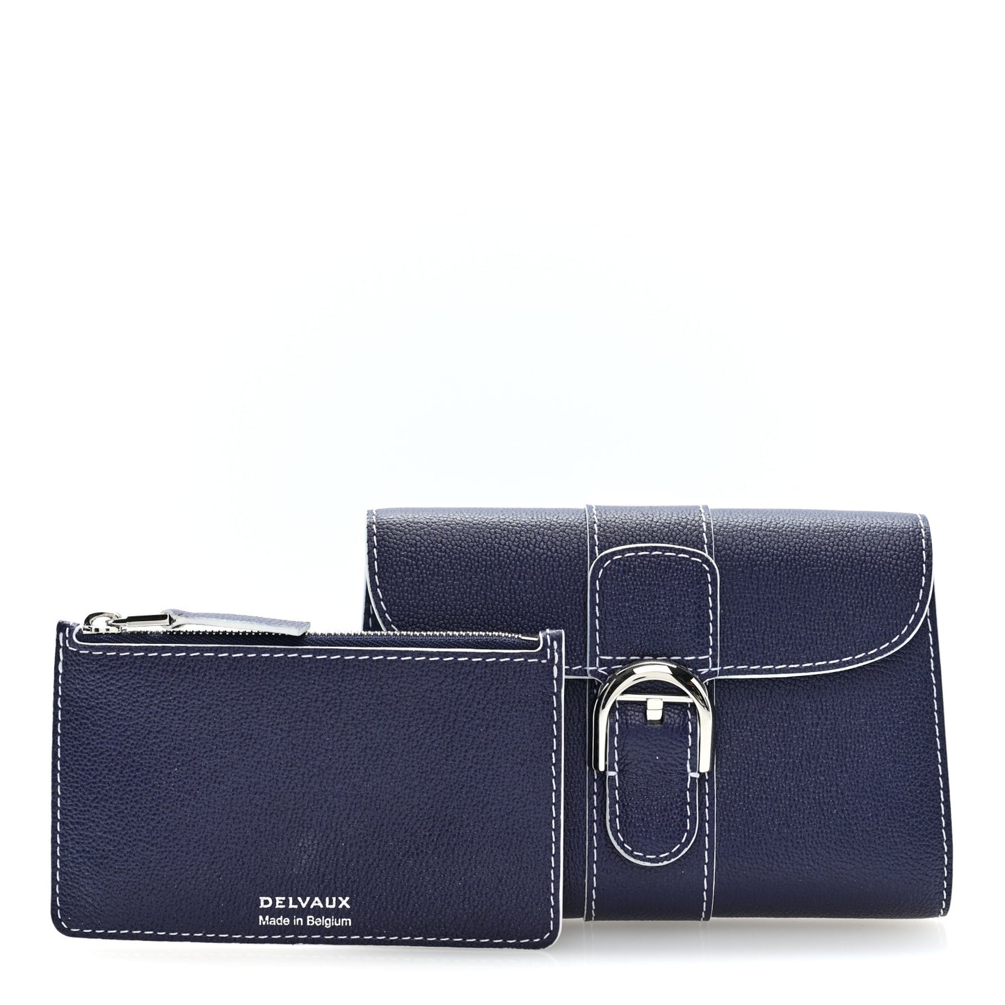 Grained Rodeo Calfskin Brillant Compact Wallet Navy