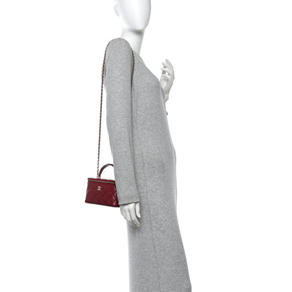 Chanel Lambskin Quilted Small Top Handle Vanity Case With Chain Burgundy 2 of 11