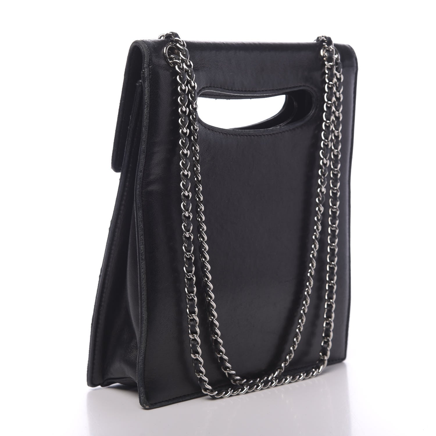 Chanel Lambskin Top Handle Logo Flap Black 2 of 18