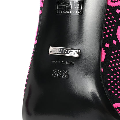 Gucci Technical Jersey Knit GG Monogram Square G 75mm Ankle Boots 38.5 Black Neon Fucsia 7 of 9