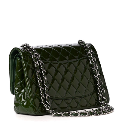 Chanel Patent Calfskin Quilted Jumbo Double Flap Green 2 of 4