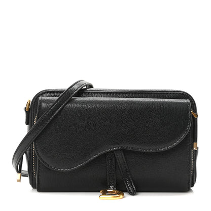 Christian Dior Goatskin Double Saddle Pouch Black 1 of 9