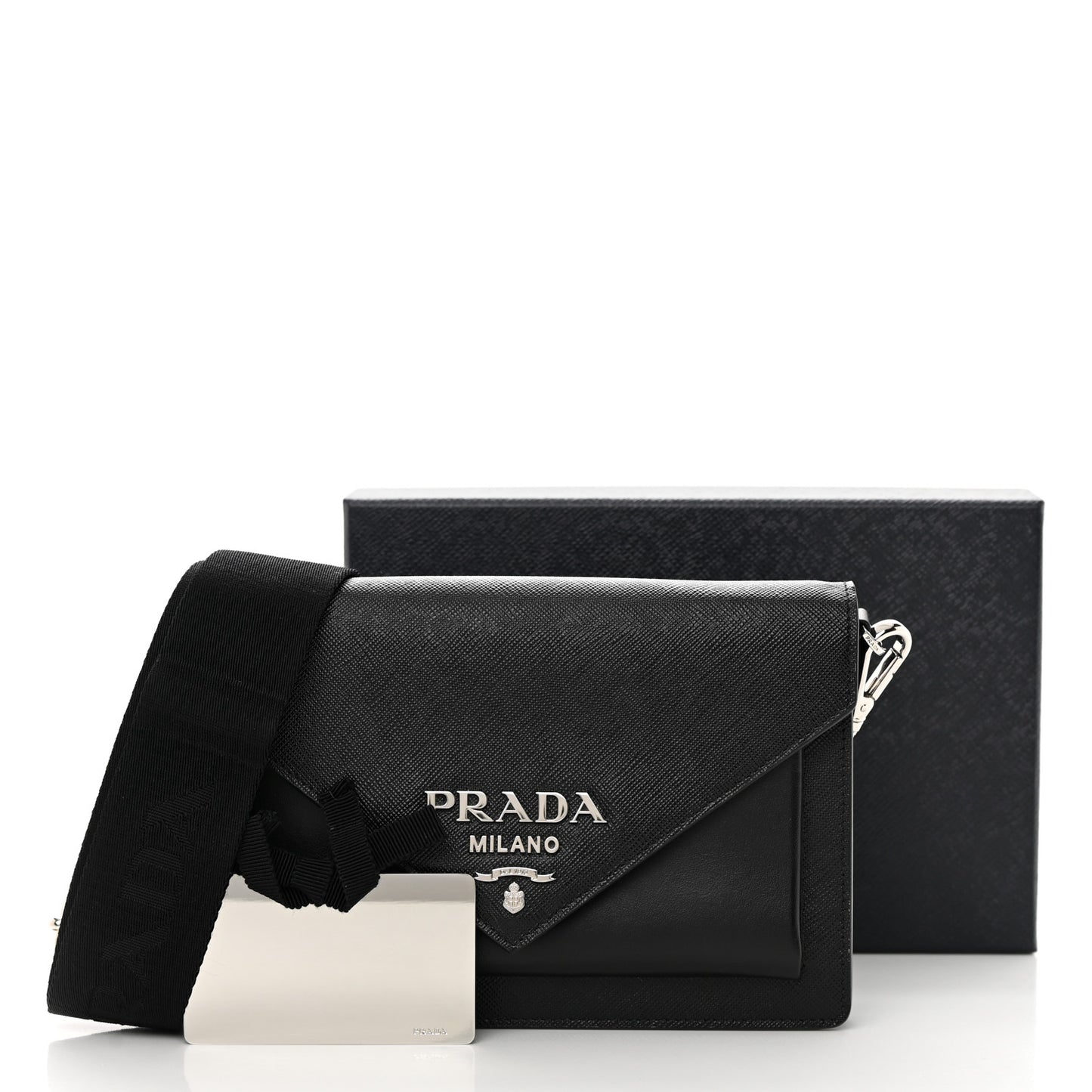 Saffiano City Calf Mini Envelope Bag Black