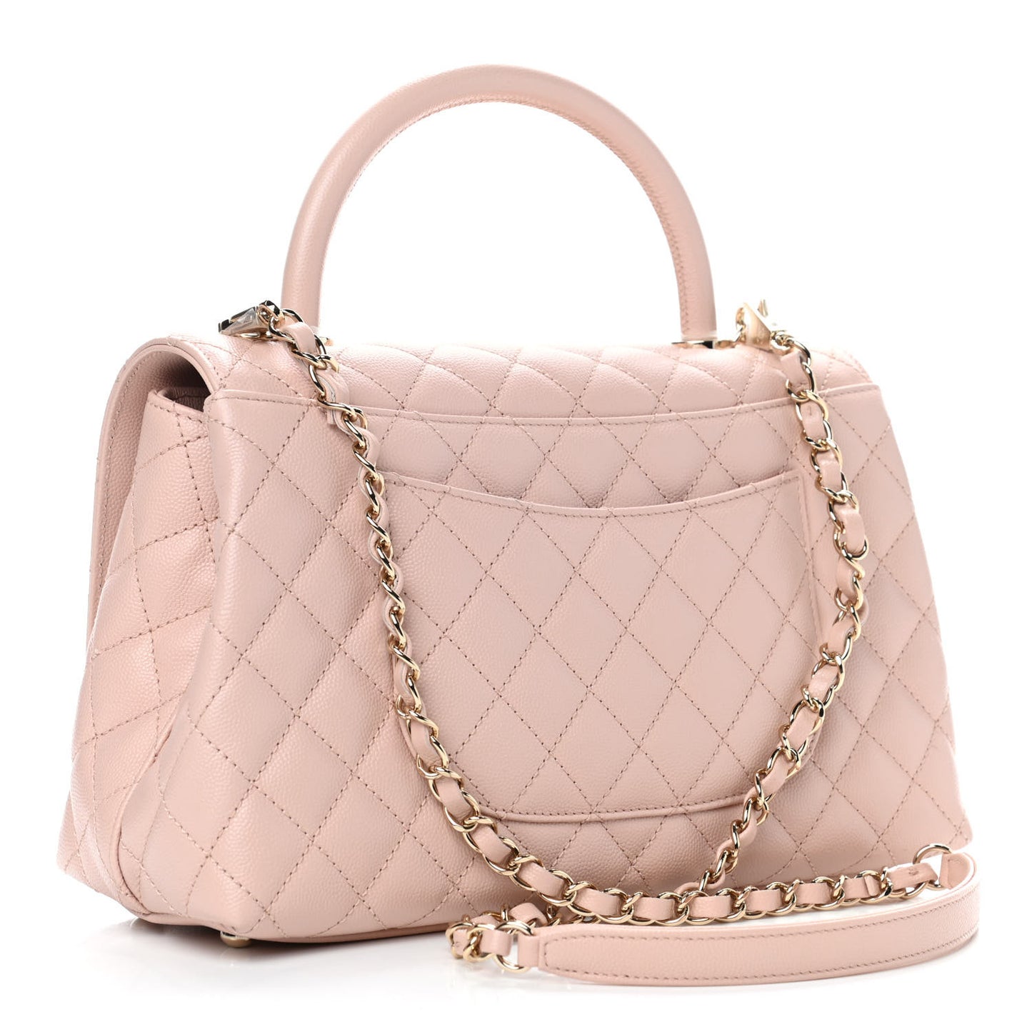 Caviar Quilted Small Coco Handle Flap Light Pink