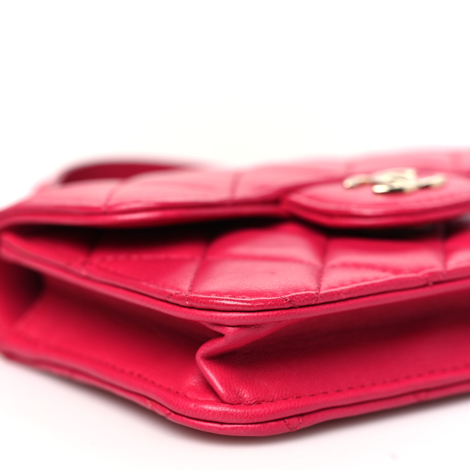 Chanel Lambskin Quilted Top Handle Flap Coin Purse With Chain Dark Pink 10 of 12