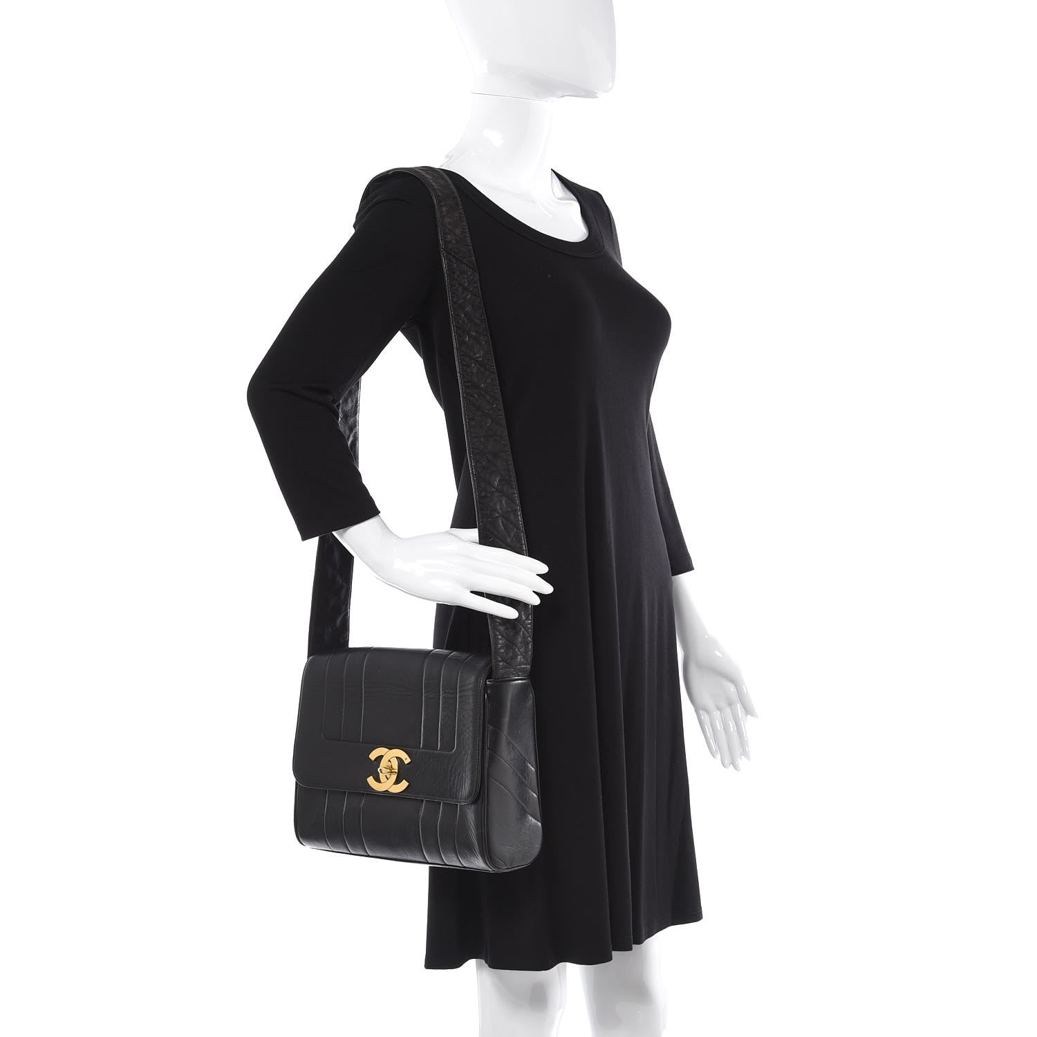 Chanel Lambskin Vertical Quilted Medium Single Flap Black 2 of 15