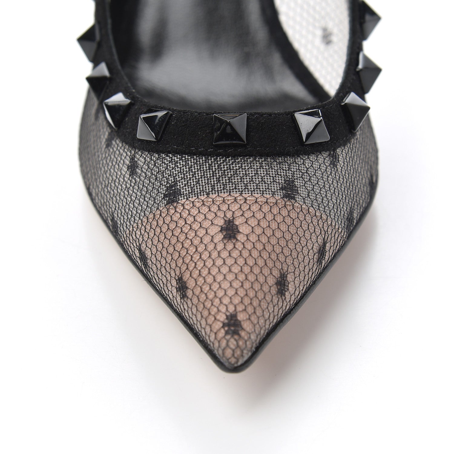 Valentino Garavani Mesh Point d'Esprit Calfskin Rockstud 85mm Pumps 35 Black 5 of 11