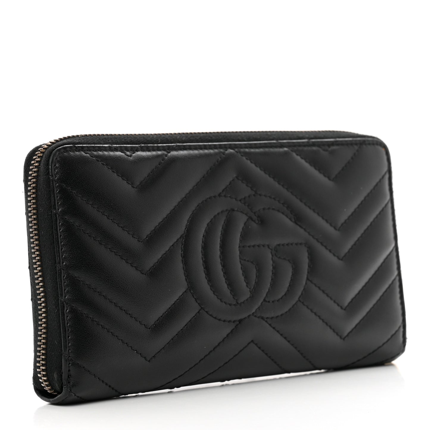 Calfskin Matelasse GG Marmont Zip Around Organizer Wallet Black