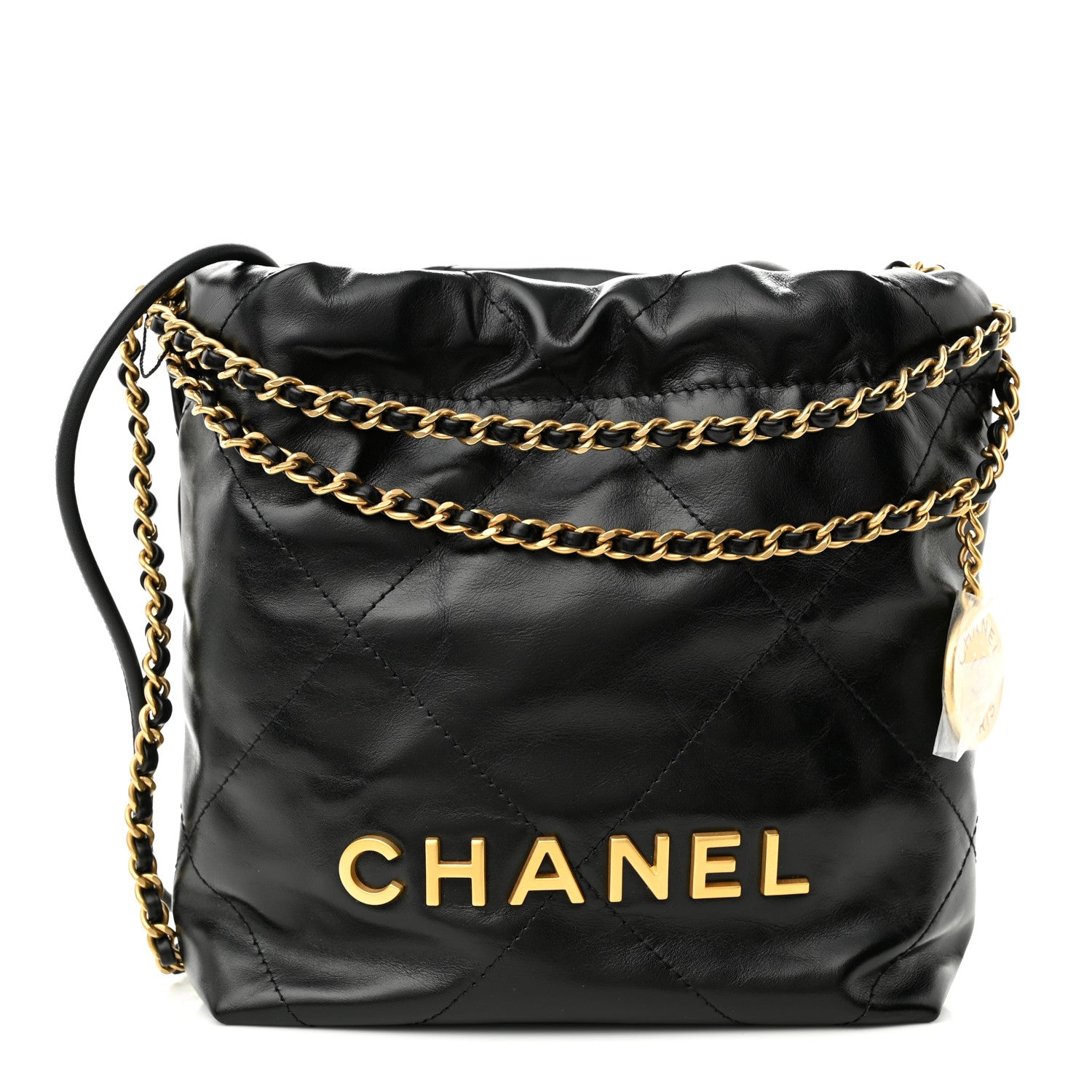 Chanel Shiny Calfskin Quilted Mini Chanel 22 Black 1 of 10