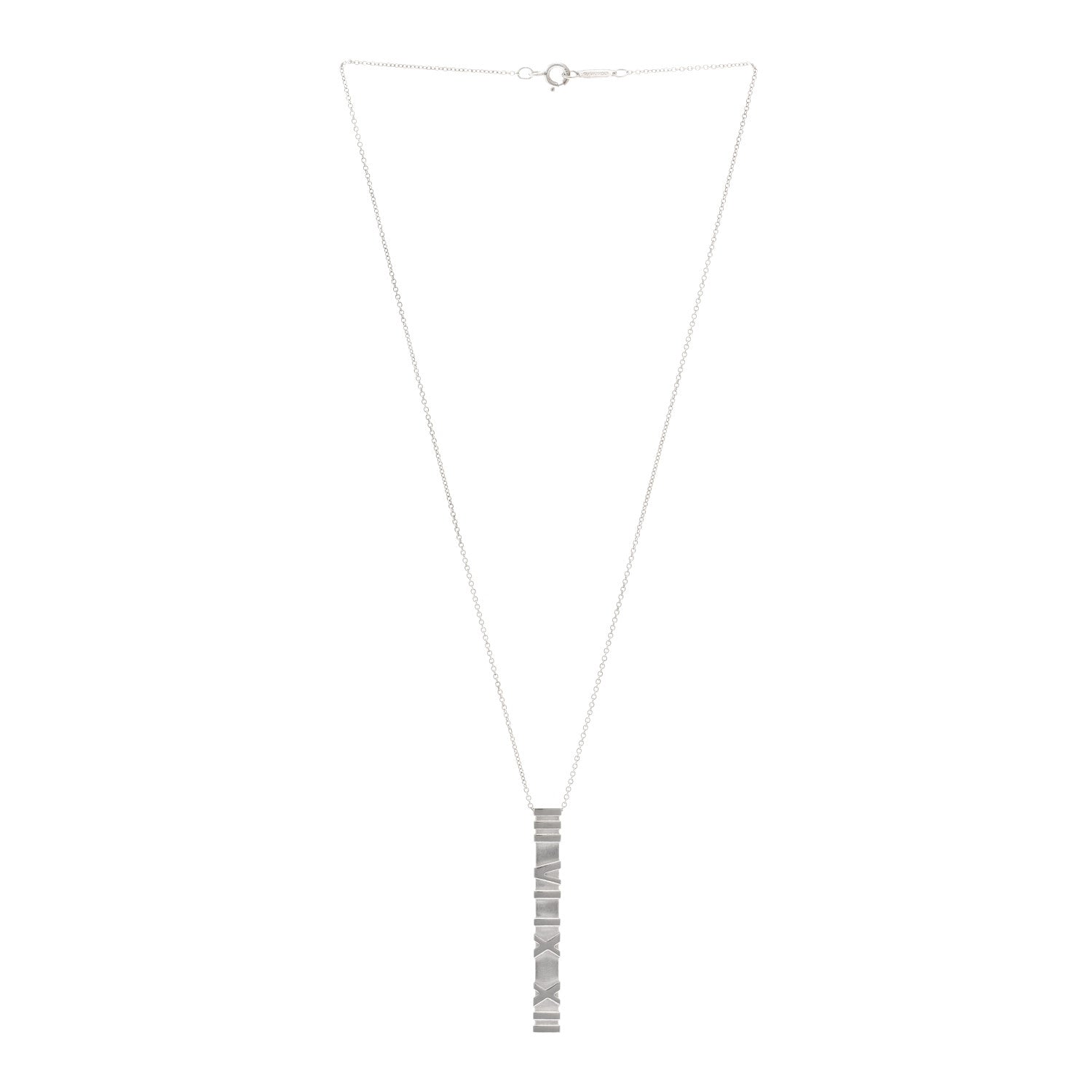 Tiffany Sterling Silver Atlas Bar Pendant Necklace 3 of 4
