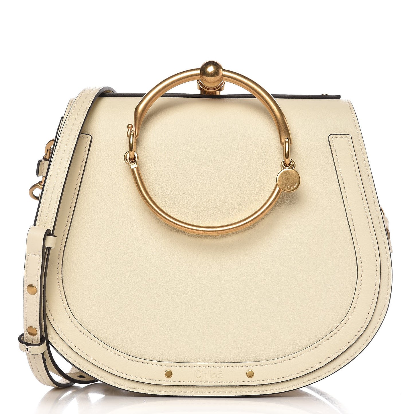 Calfskin Suede Medium Nile Bracelet Bag Off White