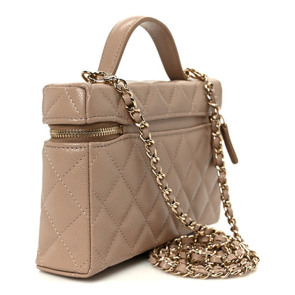 Chanel Caviar Quilted Top Handle Slim Vanity With Chain Dark Beige 3 of 11