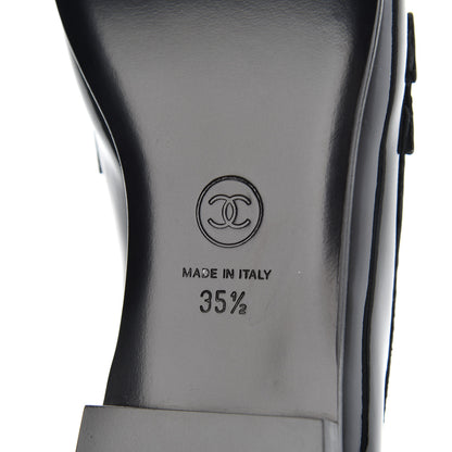 Chanel Patent CC Mocassin Loafers 35.5 Black 7 of 15