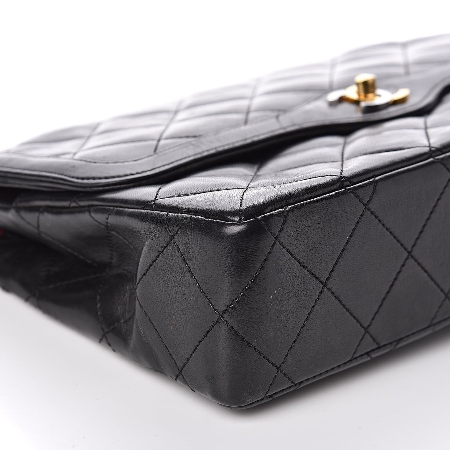 Lambskin Quilted Medium Double Flap Bag Black