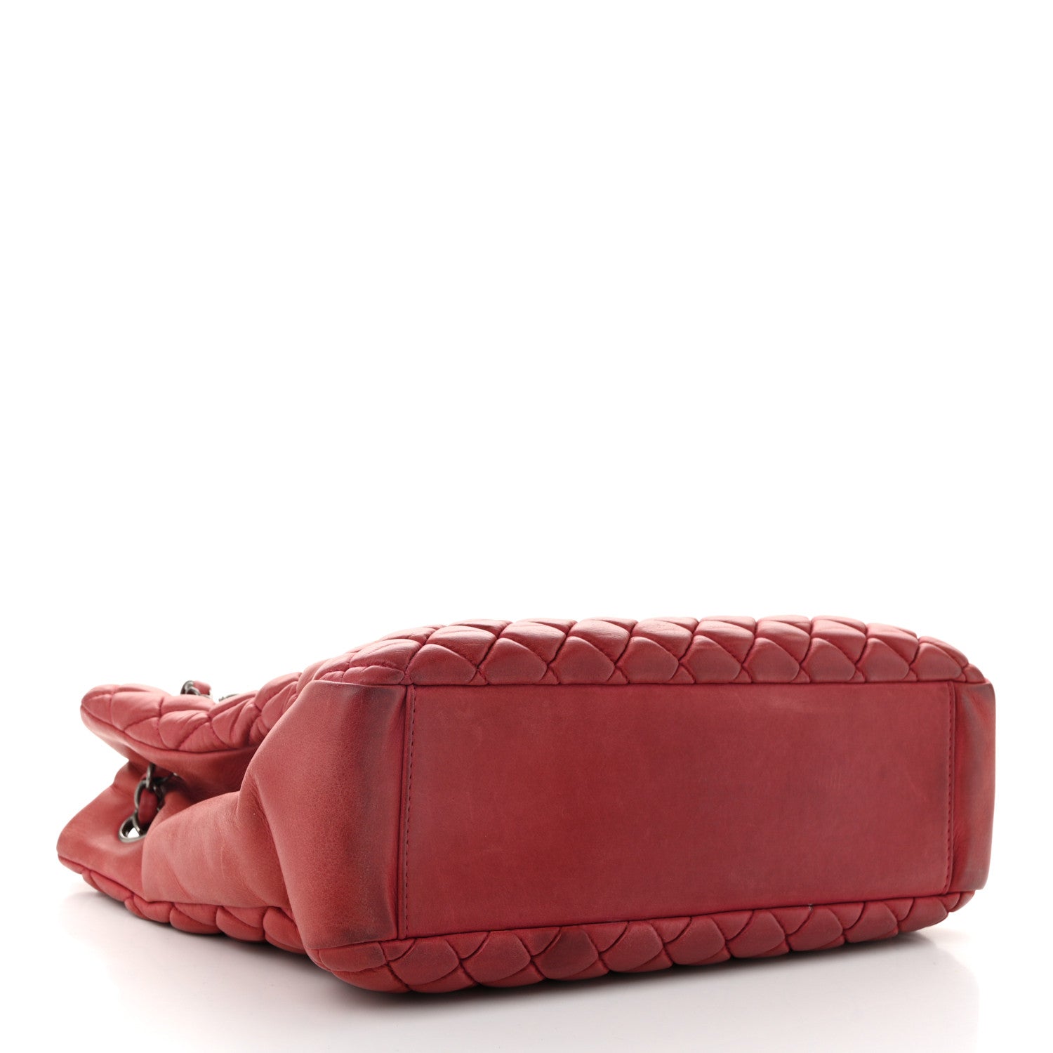 Chanel Iridescent Calfskin Small New Bubble Quilt Tote Red 4 of 10