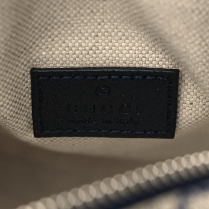 Gucci GG Supreme Monogram Textured Dollar Calfskin Web Mini Ophidia Double Zip Messenger Bag Beige Blue 6 of 7