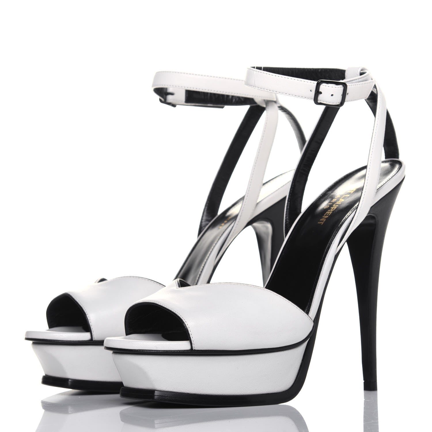 Saint Laurent Calfskin Tribute 105 Open Toe Platform Sandals 41 White 3 of 14