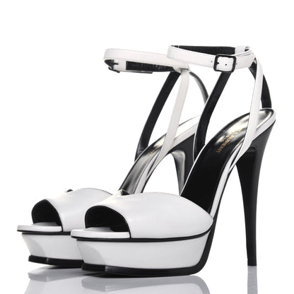 Saint Laurent Calfskin Tribute 105 Open Toe Platform Sandals 41 White 3 of 14