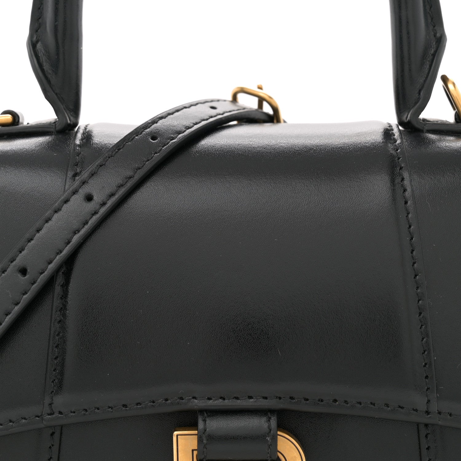 Balenciaga Shiny Box Calfskin Hourglass Top Handle Bag XS Black 8 of 10