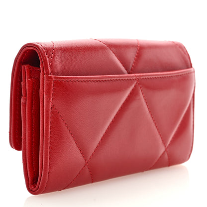 Chanel Goatskin Quilted Chanel 19 Flap Wallet Red 3 of 7