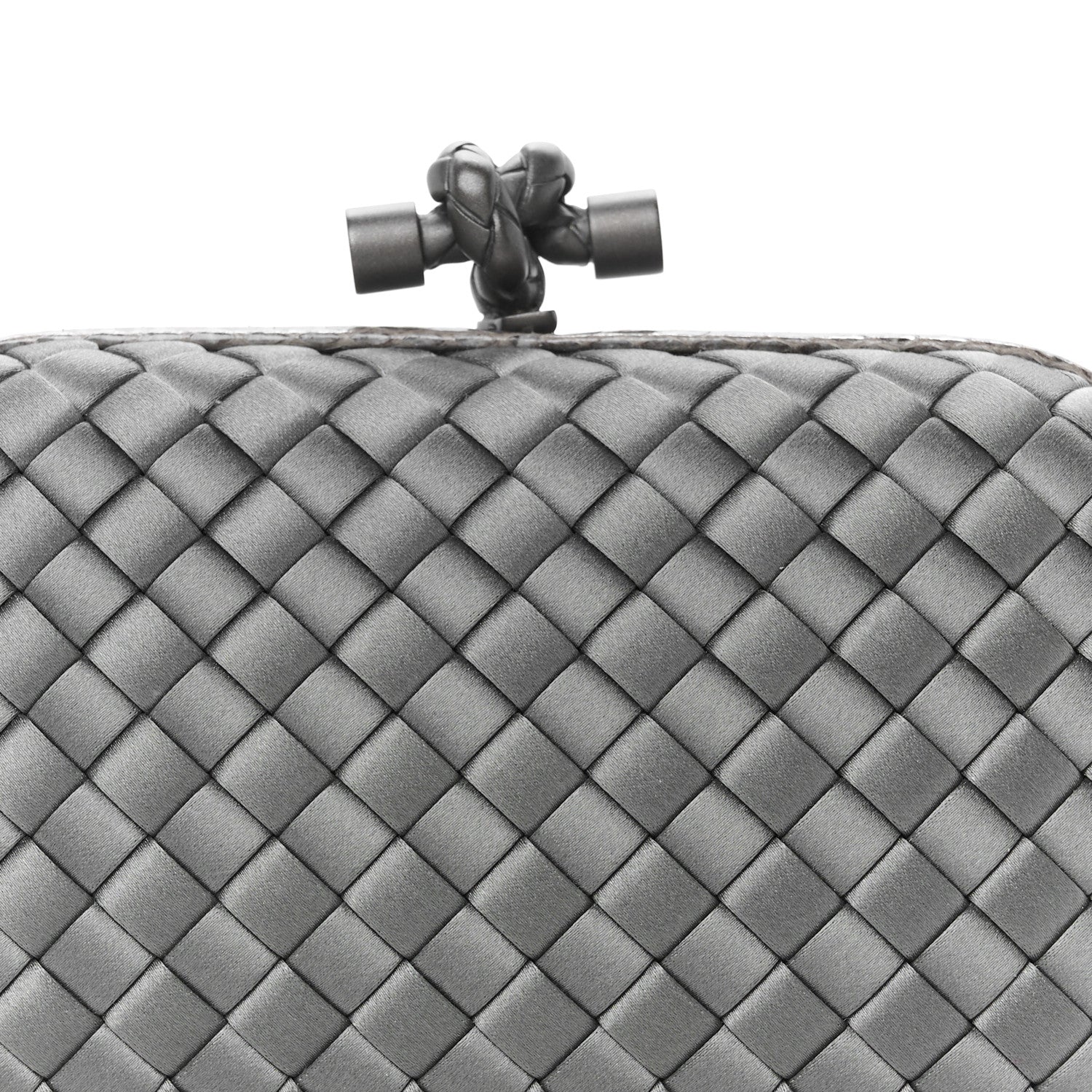 Bottega Veneta Satin Ayers Intrecciato Knot Clutch Ardoise 7 of 7