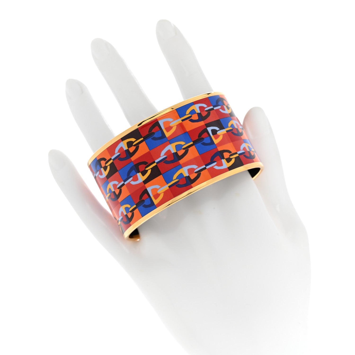 Hermes Enamel Printed Optique Chaine D'Ancre Extra Wide Bracelet 65 2 of 6