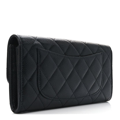 Chanel Caviar Quilted Large Gusset Flap Wallet Black 3 of 7