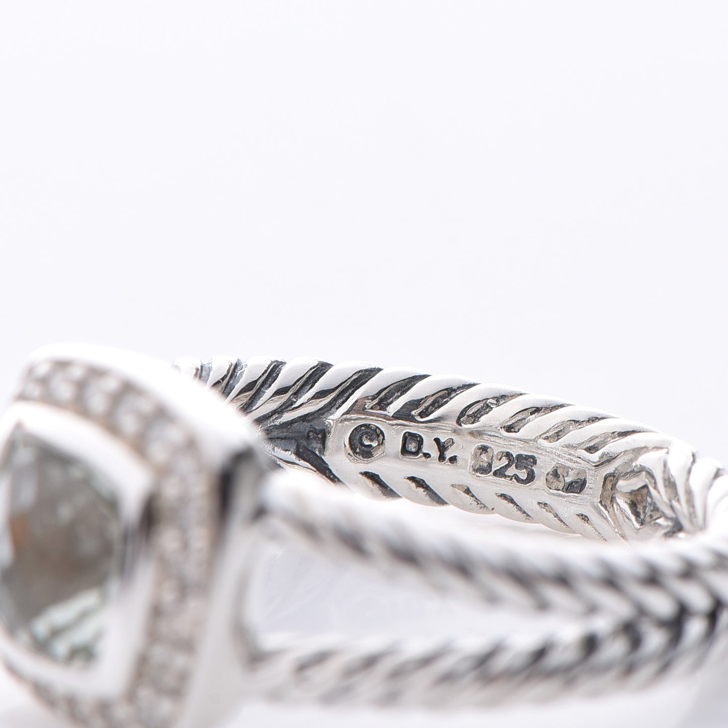 Sterling Silver Diamond Prasiolite 7mm Petite Albion Ring 54 7