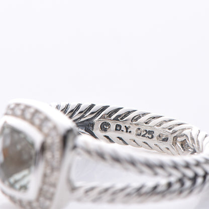 David Yurman Sterling Silver Diamond Prasiolite 7mm Petite Albion Ring 54 7 5 of 5