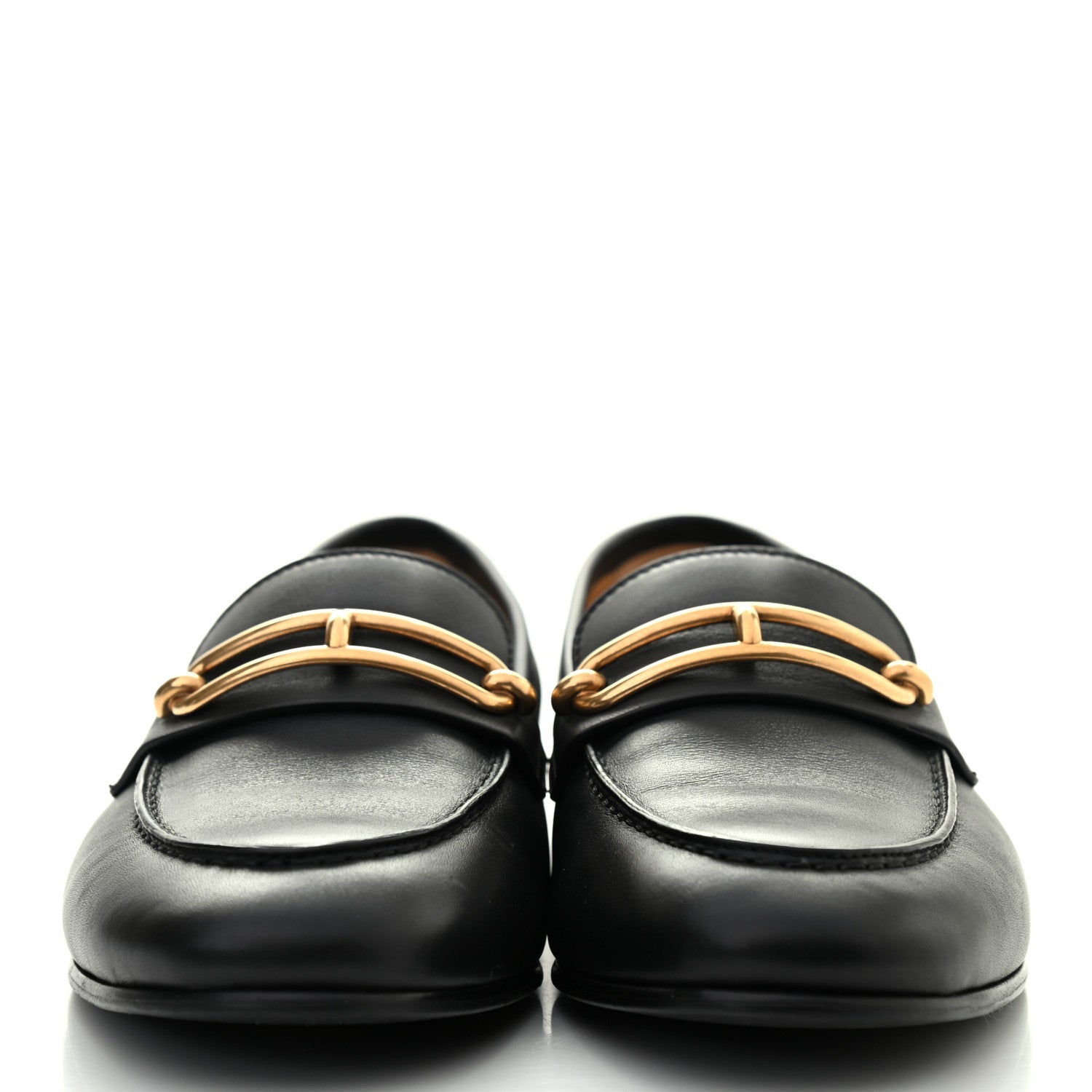Hermes Calfskin Womens Colette Loafers 37 Black 2 of 10