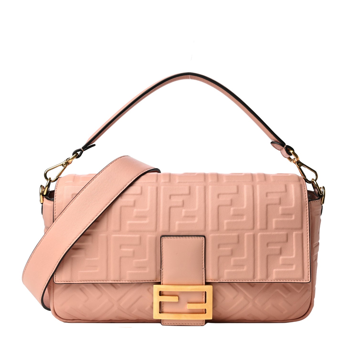 Nappa FF 1974 Embossed Large Baguette Rosa Bourbon
