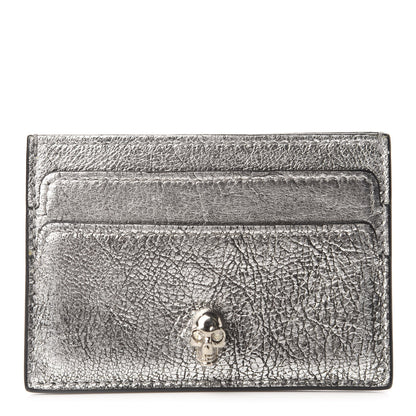 Alexander McQueen Metallic Calfskin Skull Card Holder Silver 1 of 6