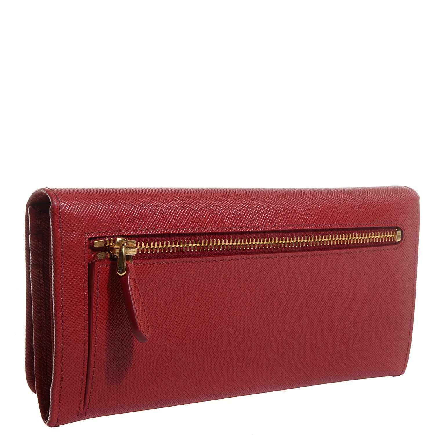 Prada Saffiano Metal Continental Flap Wallet Fuoco 3 of 10