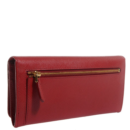 Prada Saffiano Metal Continental Flap Wallet Fuoco 3 of 10