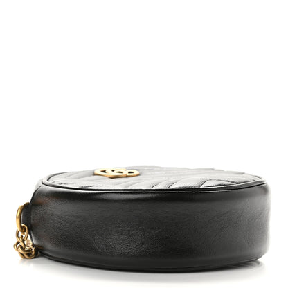 Gucci Azalea Calfskin Matelasse Heart Mini GG Marmont Round Shoulder Bag Black 4 of 9