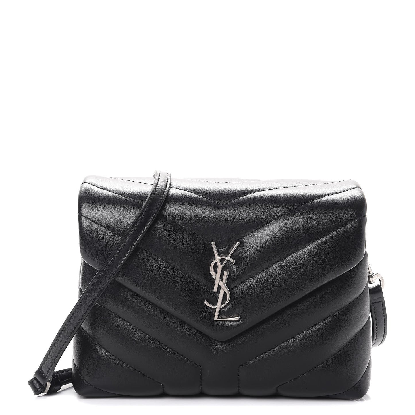 Calfskin Y Quilted Monogram Toy Loulou Crossbody Bag Black
