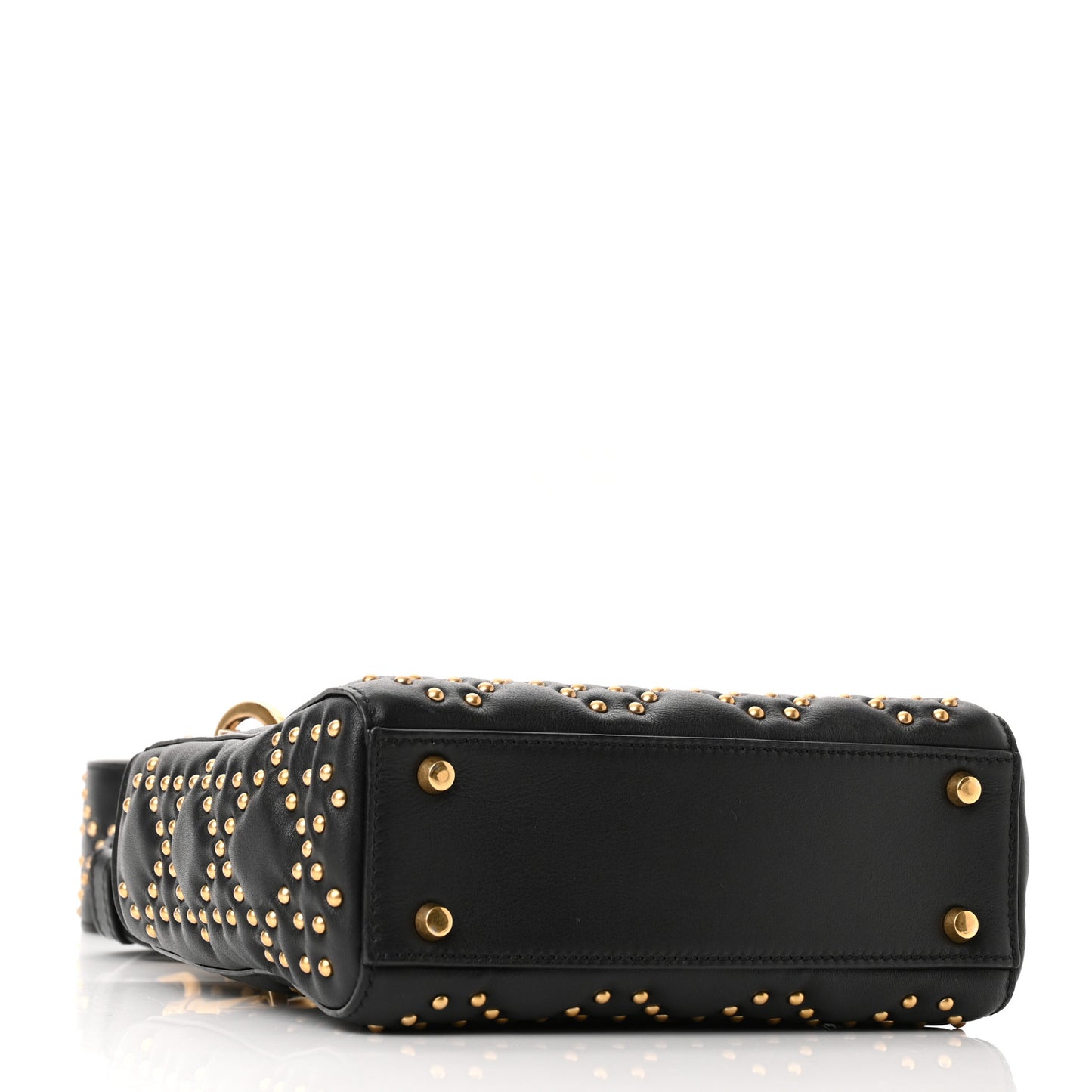 Lambskin Studded Mini Supple Lady Dior Black