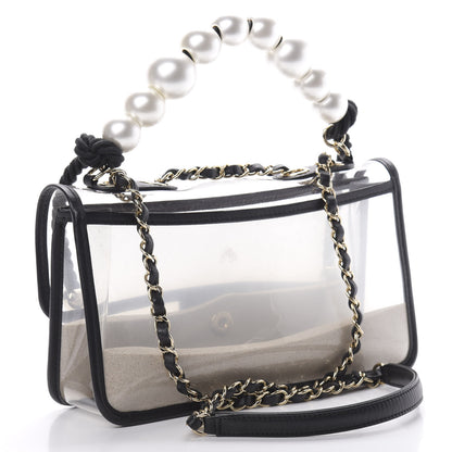 Chanel Lambskin PVC Sand By The Sea Flap With Pearl Strap Black 3 of 12