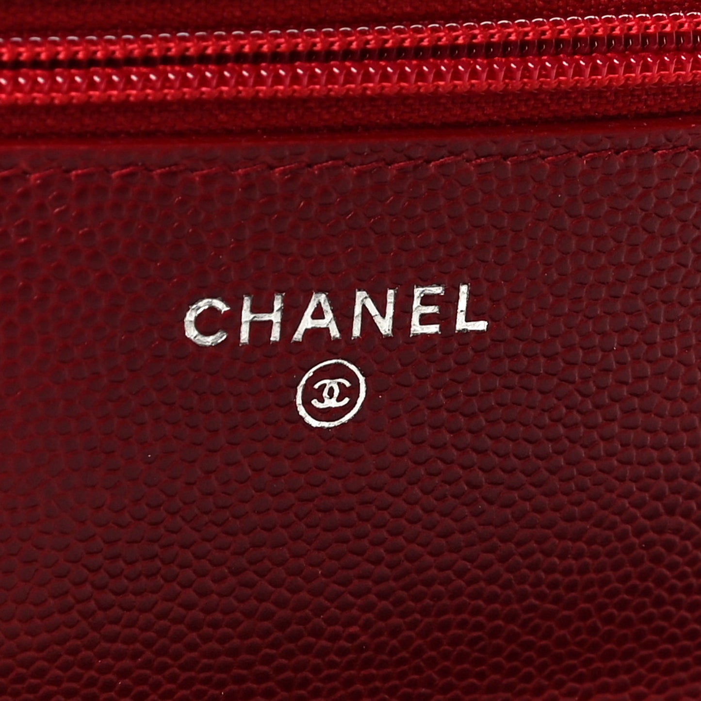Caviar Quilted Wallet On Chain WOC Dark Red
