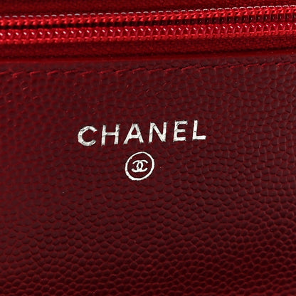 Chanel Caviar Quilted Wallet On Chain WOC Dark Red 6 of 14