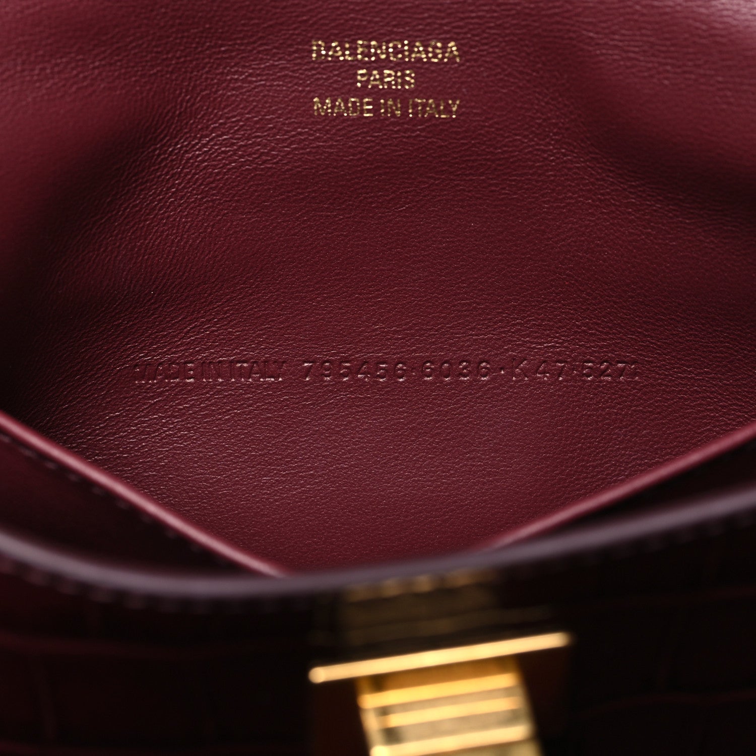 Balenciaga Shiny Calfskin Crocodile Embossed Mini Rodeo Top Handle Handbag Dark Burgundy 7 of 10