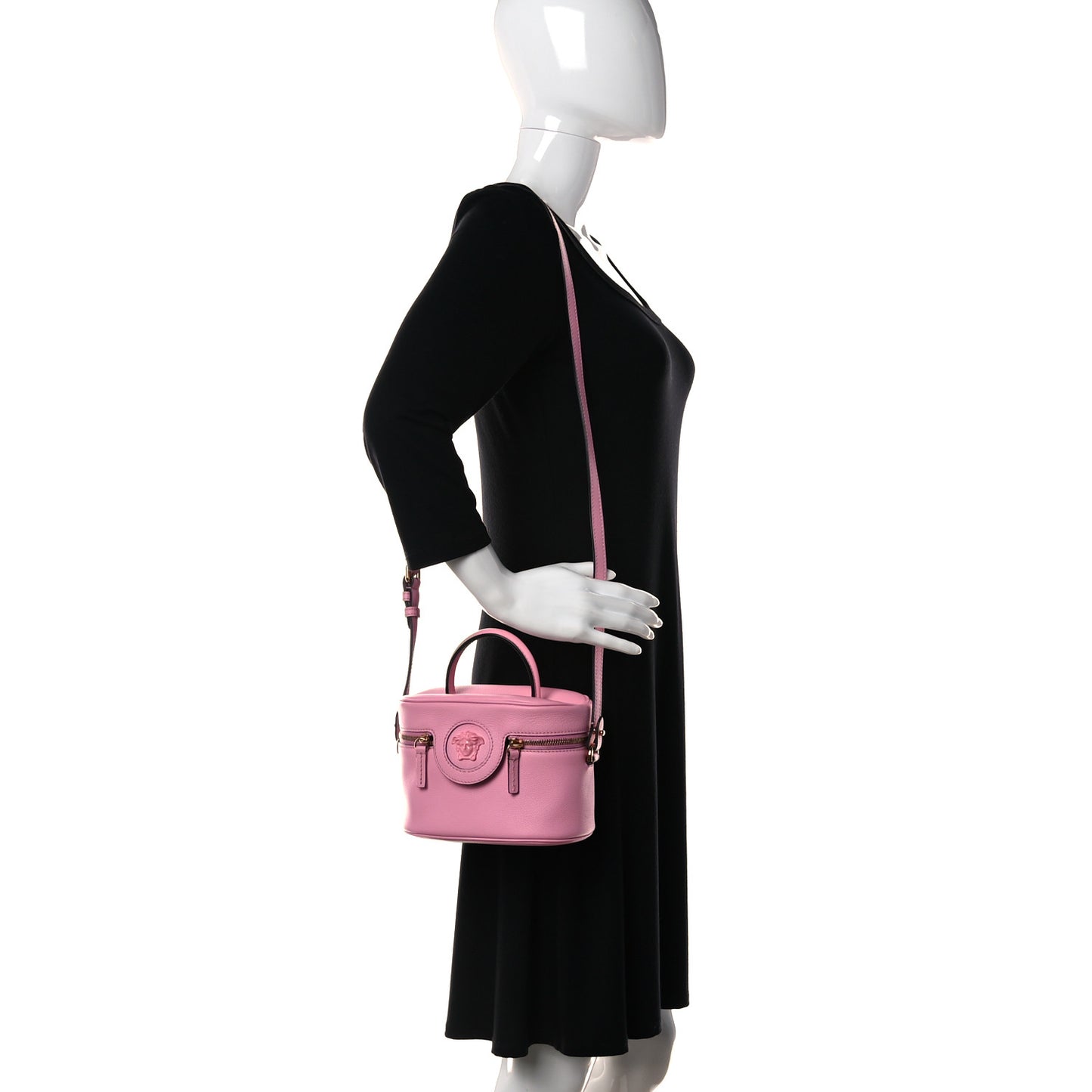 Grained Calfskin La Medusa Mini Shoulder Bag Pink