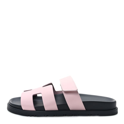 Hermes Calfskin Womens Chypre Sandals 38 Rose Porcelaine 1 of 10
